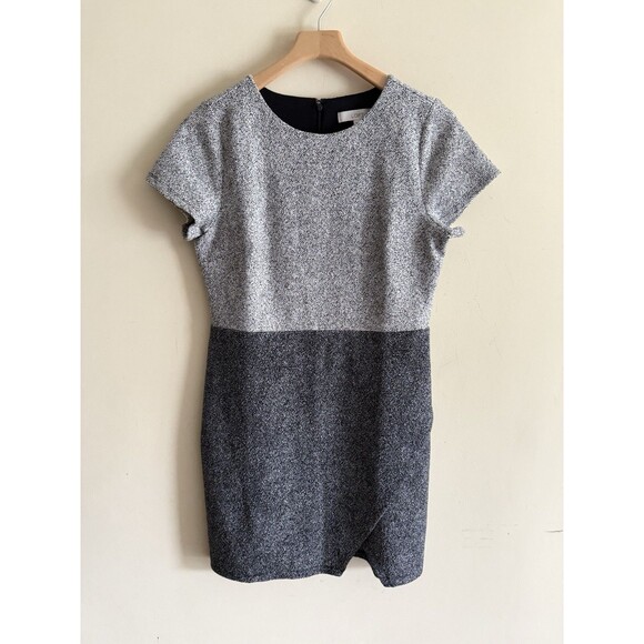 Loft Speckled Tweed Short Sleeve Sheath Dress Gray/Black Size 10 - Picture 1 of 5